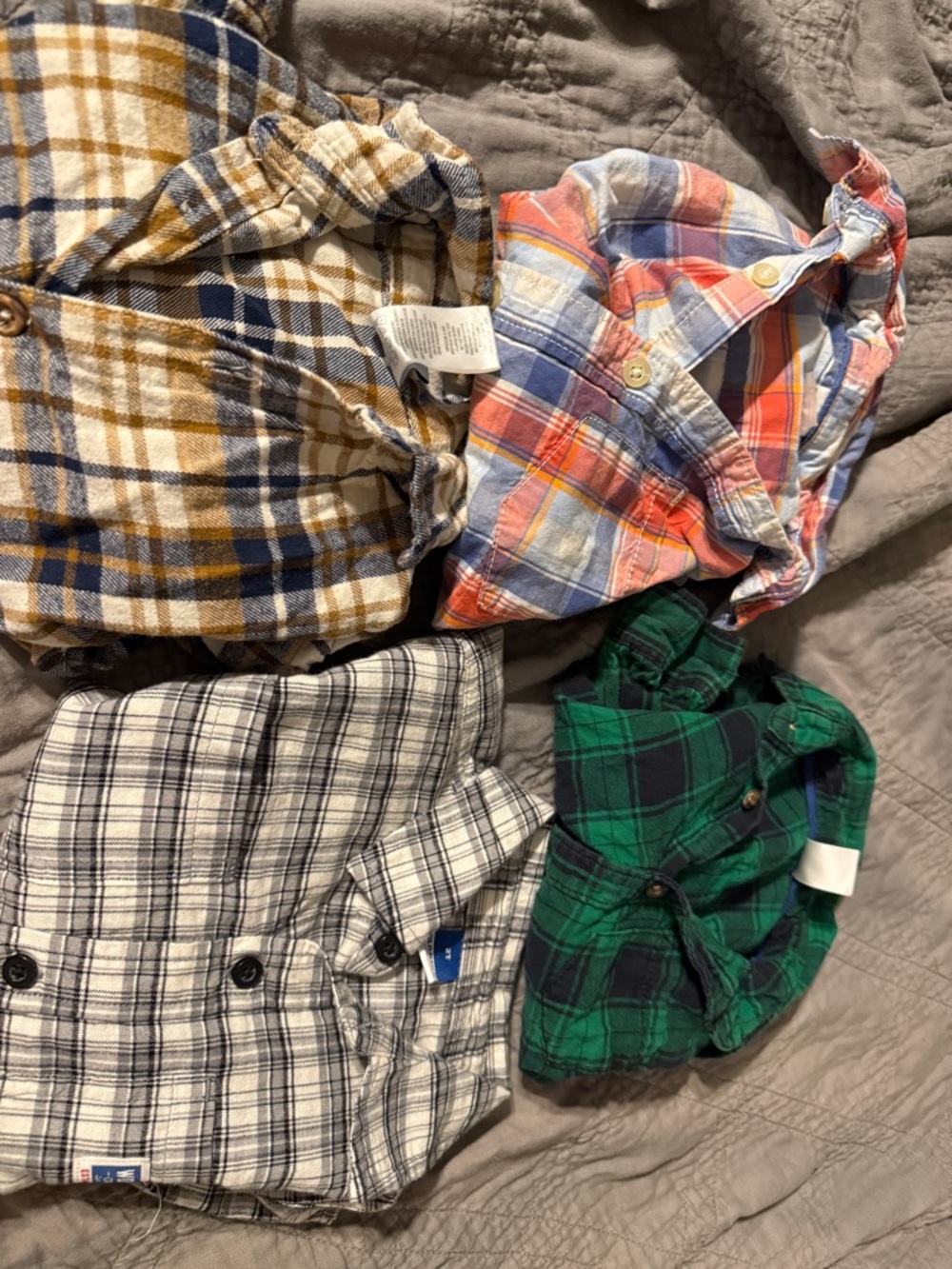 Kids Plaid Button-Down Shirt - Green, Blue/Red, Yellow/Navy, Black/White Plaids